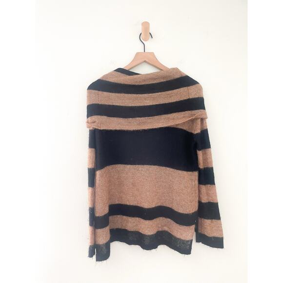 Free People Lulu Rugby Stripe Sweater XS Alpaca Cowl Neck Off Shoulder Casual - Picture 8 of 10